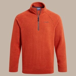 CRAGHOPPERS Men's Quarter Zip-Up Fleece Sweater in Reddish Orange